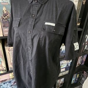 Grunt Style Black Casual Button Down Shirt